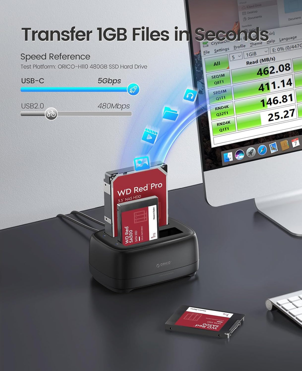 ORICO USB Type C a SATA 2 Bay Hard Drive Docking Station