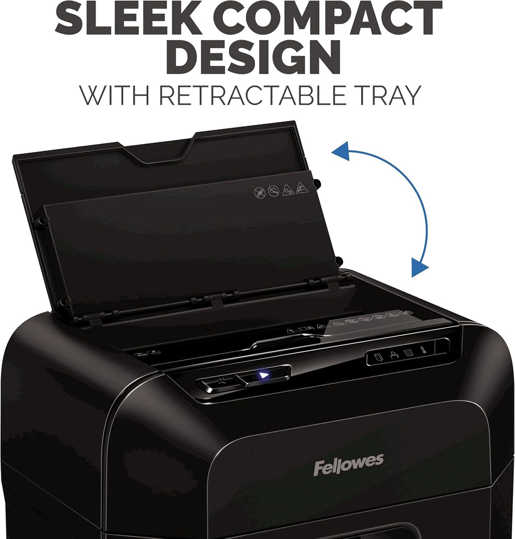 Fellowes AutoMax 100MA - Trituradora de papel 2 en 1 de microcorte de 100 hojas para oficina/oficina pequeña