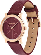 Calvin Klein Reloj de piel con monograma CK para mujer, caja de 1.260 in - Esfera icónica estampada, estilo minimalista atemporal - Regalo para ella