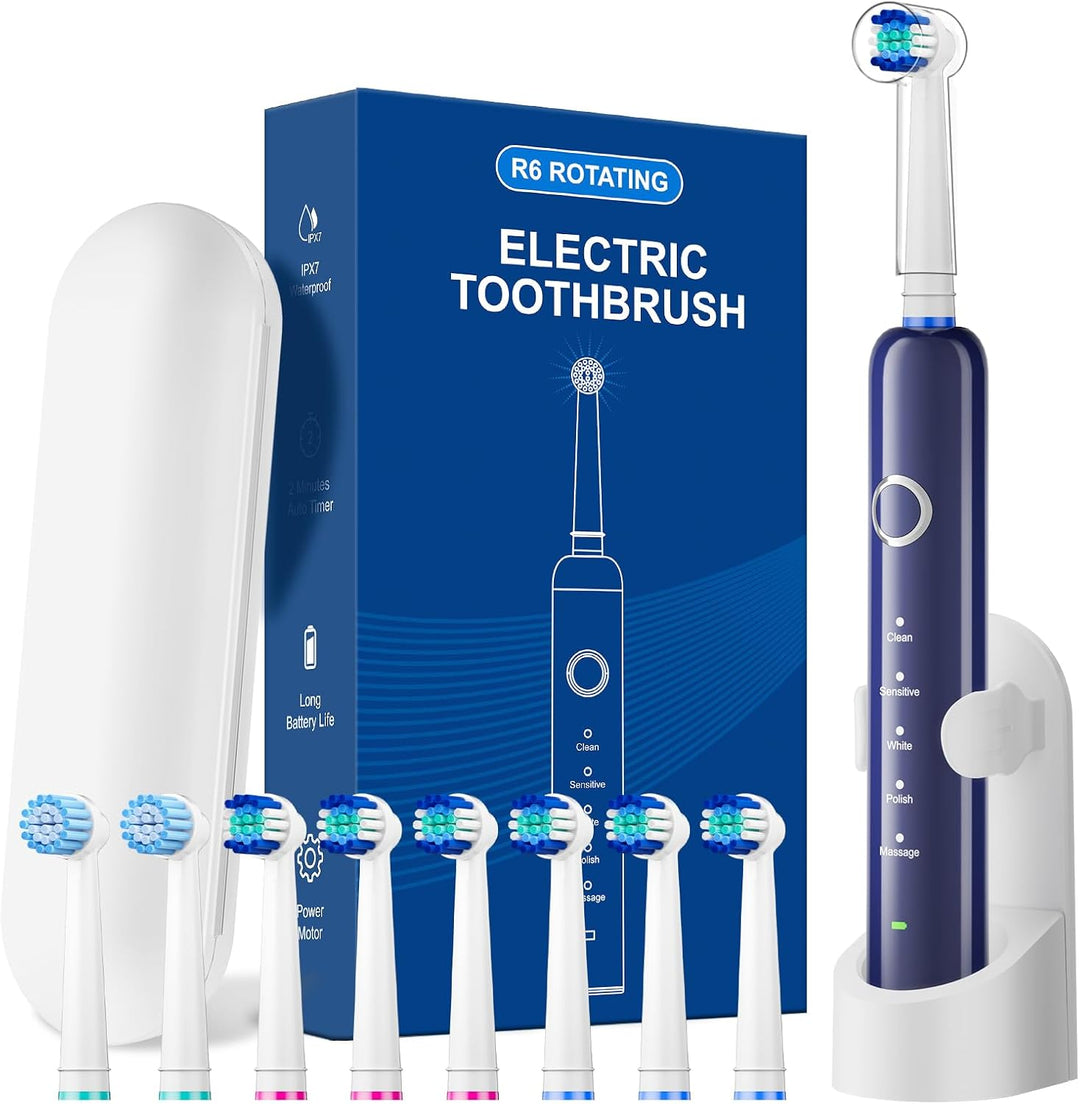 MCUDKIK Cepillo de dientes eléctrico giratorio para adultos, 8 cabe...