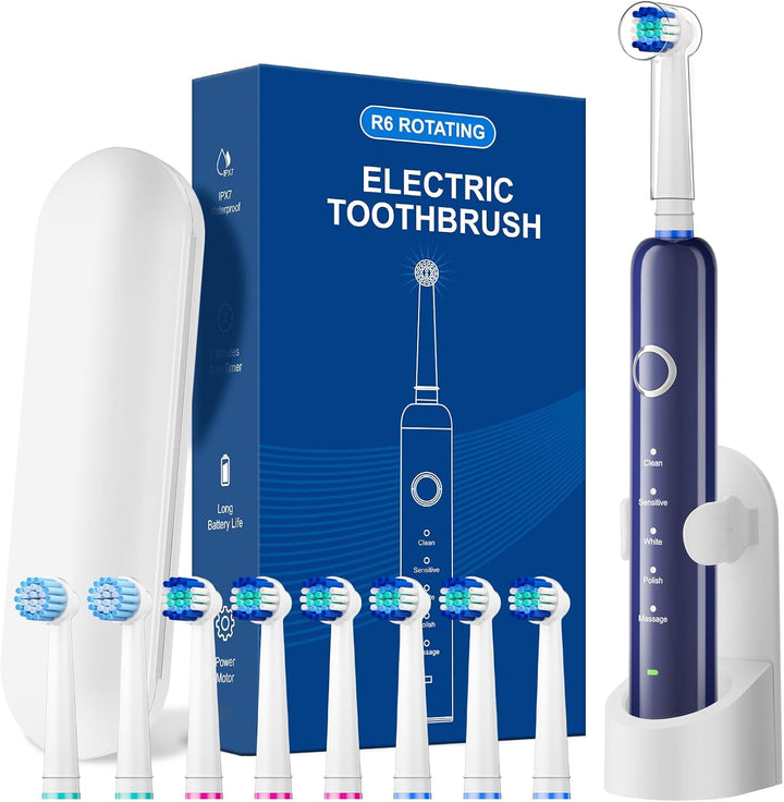 MCUDKIK Cepillo de dientes eléctrico giratorio para adultos, 8 cabe...