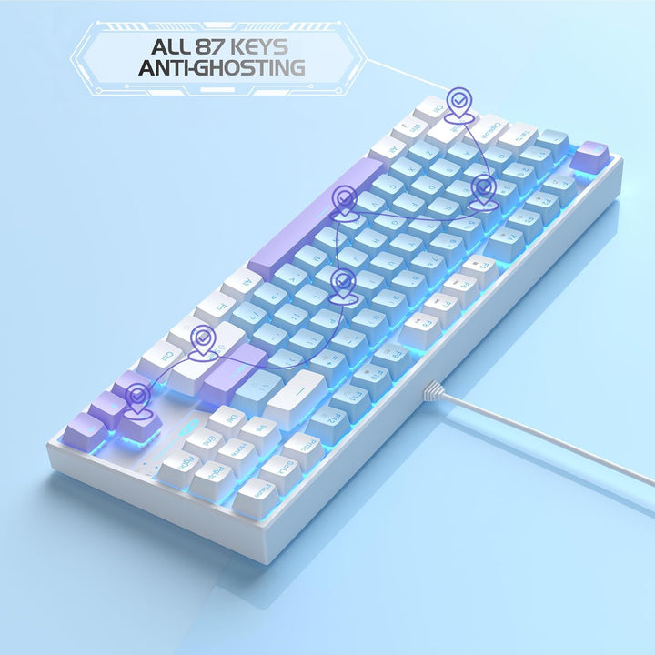 MageGee - Teclado mecánico portátil 75% para juegos con switch azul...