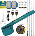 SF Kit de iniciación combinado de caña de pescar con mosca y carrete para