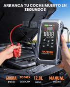 Arrancador de batería de coche 9 en 1 de 6000A 160PSI con compresor de aire y soplador de aire (todo gas 12L diesel), caja de arranque portátil para batería de automóvil con luz de 800