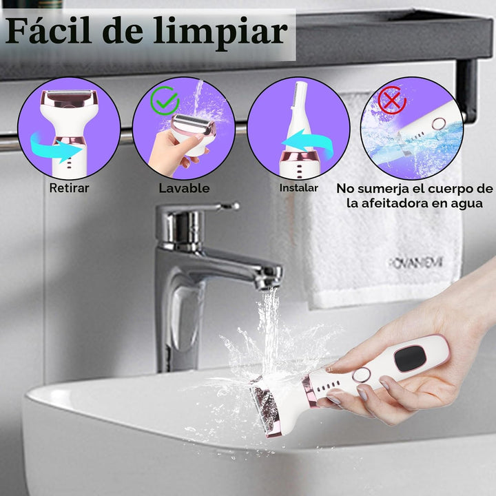 Beanify Beauty - Maquinilla de afeitar eléctrica con pantalla LED 2...