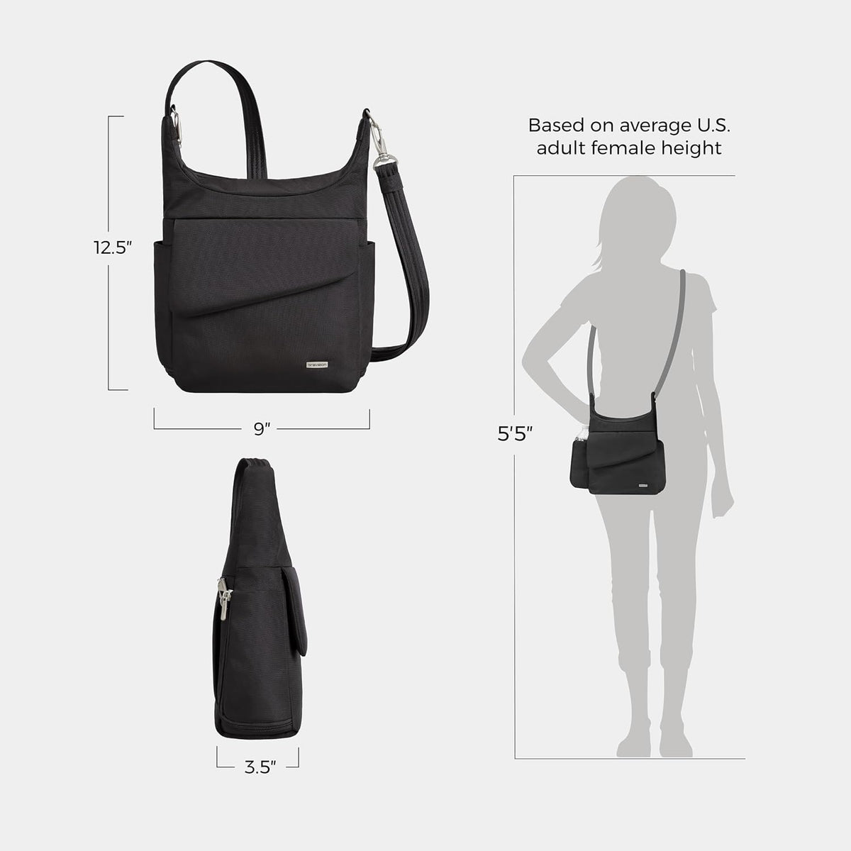 Travelon Bolso Mensajero Clásico Antirrobo
