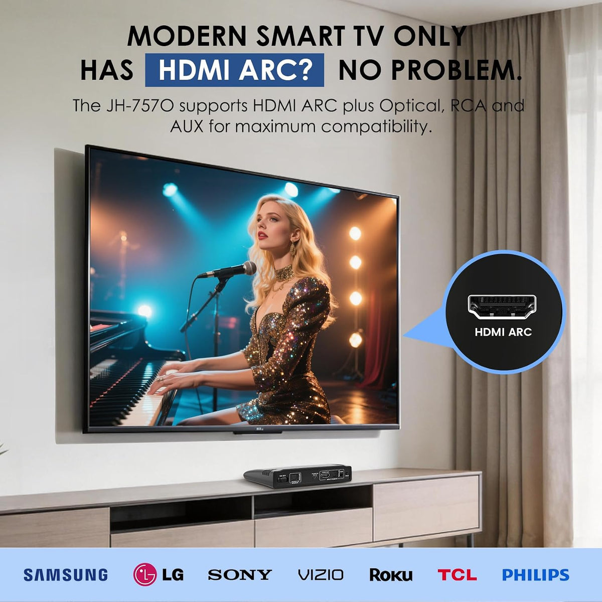 SIMOLIO Auriculares inalámbricos para TV con entrada HDMI ARC y soporte