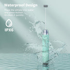 Maestri House Espumador de Leche Recargable con Soporte, LunaFro Fabricante de Espuma Eléctrico de Mano Impermeable Batidor Desmontable de Acero Inoxidable Mezclador de Bebidas Espumador para Lattes