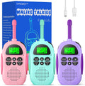 Walkie Talkies para niños recargables, paquete de 3, walkie talkies de largo alcance, radio de 22 canales y 2 vías, juguete de cumpleaños para niños de 3 a 12 años, niños y niñas, para