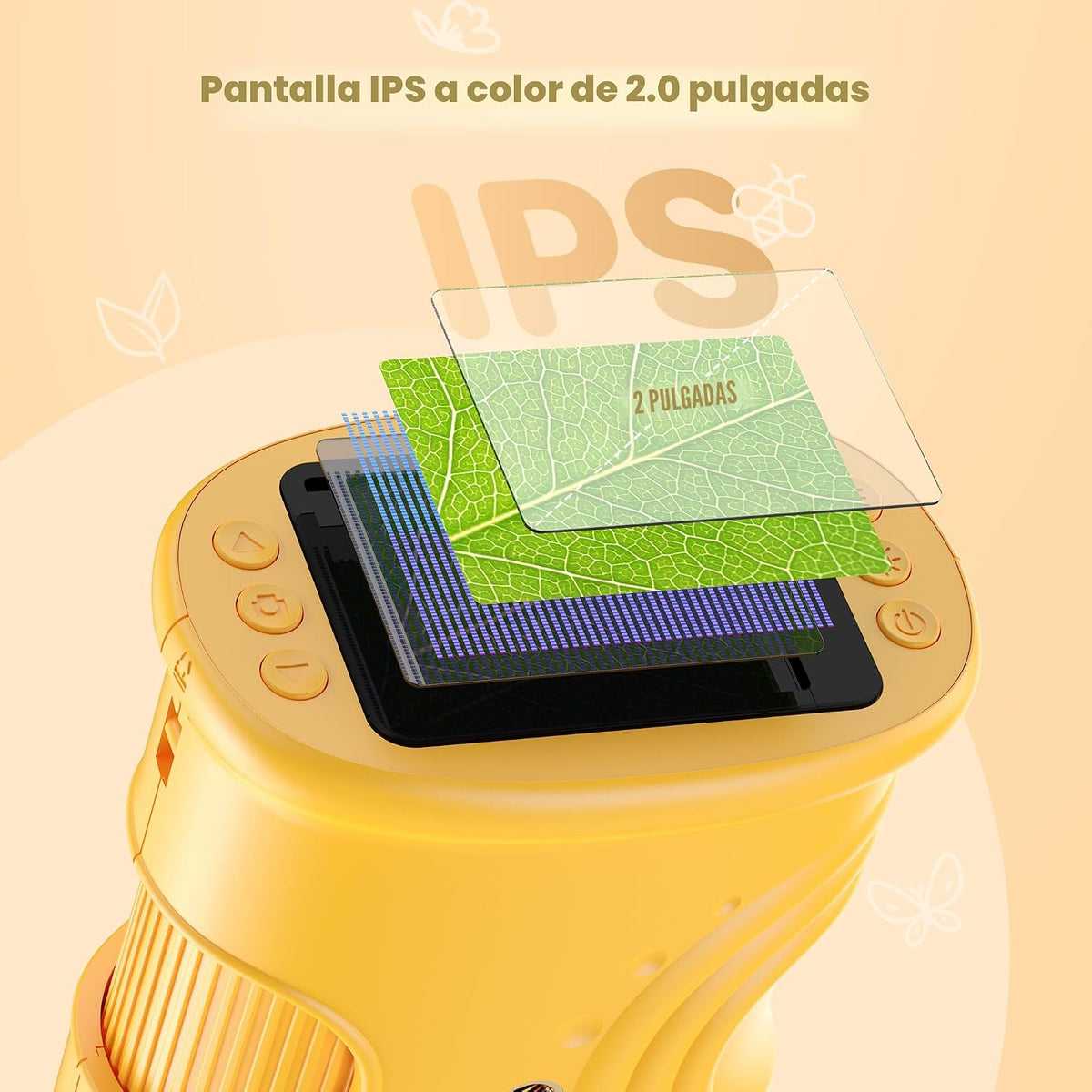 Microscopio digital de mano 1000X para niños: microscopio de bolsillo con pantalla IPS de 2.0 pulgadas, juguetes STEM, regalos de cumpleaños para niñas, niños y niños