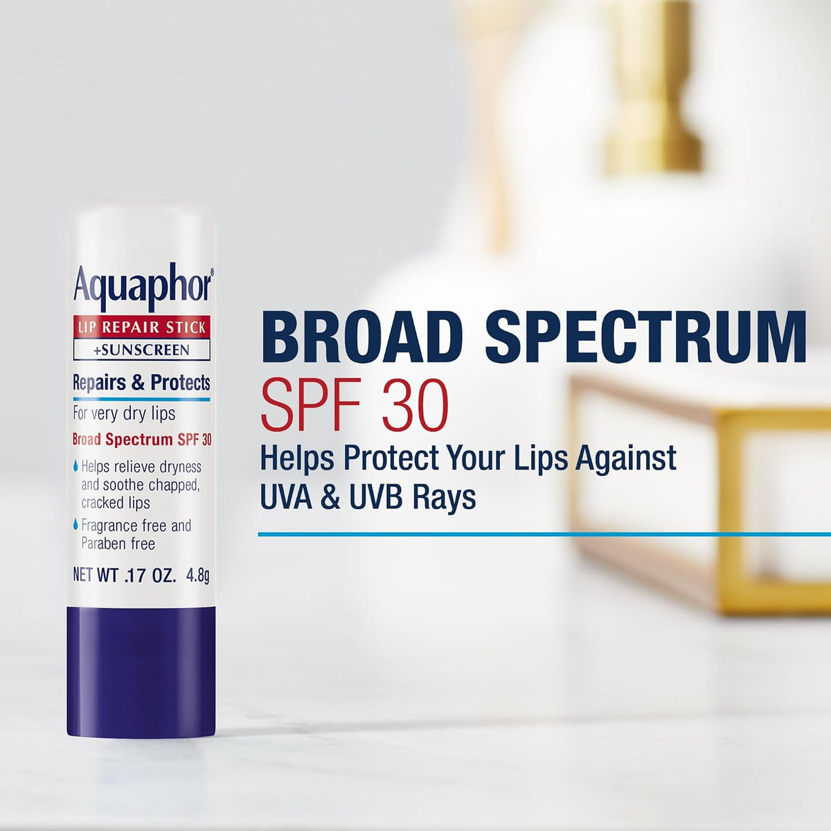 Aquaphor Barra de reparación y protección de labios con protector s...