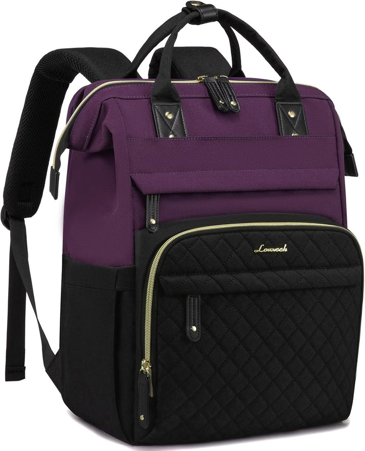 LOVEVOOK Mochila para laptop para mujer, negro, púrpura, Moderno
