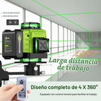 WEIDDW Nivel láser 360 ° Línea cruzada verde herramienta de medición láser autonivelante