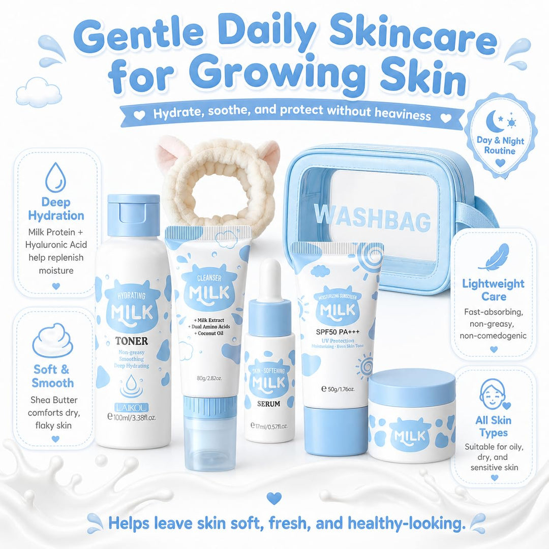Set de regalo para el cuidado de la piel de leche para niños y adol...