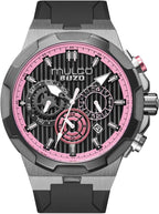 MULCO Reloj de Pulsera para Hombre Atlantis 46mm Caja de Acero Inoxidable Correa de Silicona Negra Movimiento Multifunción de Cuarzo Miyota JP25 10 ATM Resistente al Agua Reloj de Cara Grande para Hombre