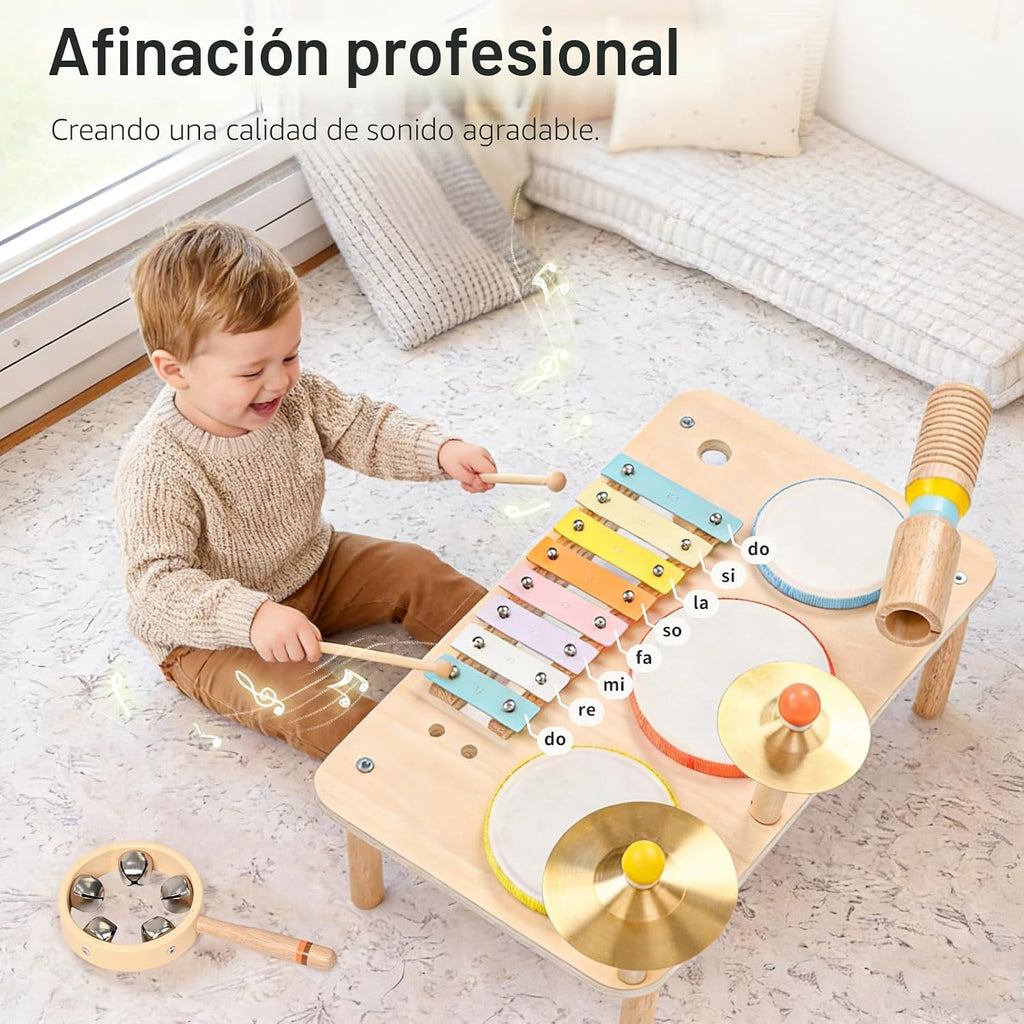 Set de batería para niños, Juguetes Montessori 9 en 1