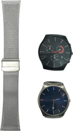 NZZXTO Correa de reloj de acero inoxidable de repuesto para reloj Skagen unisex con tornillo correa delgada 0.984 in-0.787 in SKW6140