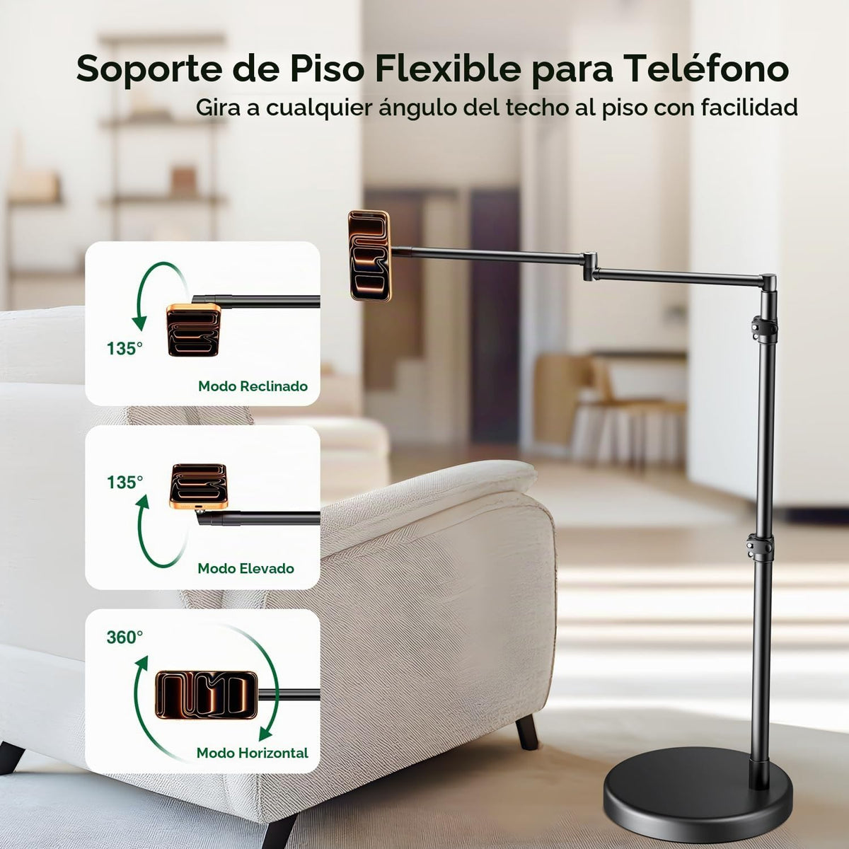elitehood Soporte magnético para teléfono de piso para cama, soporte de