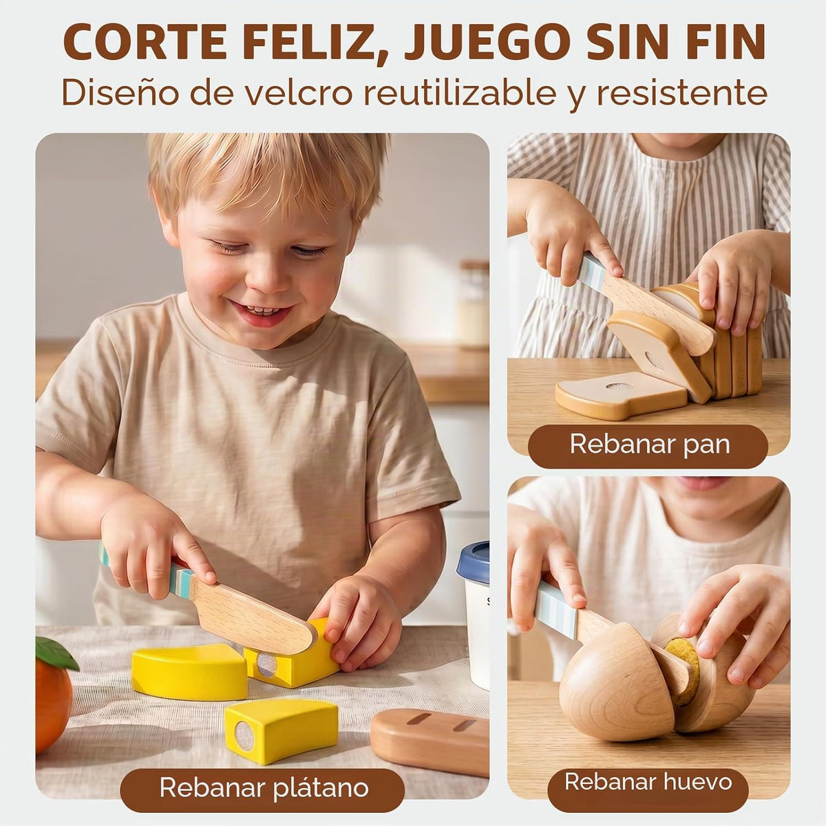 Lehoo Castle Juego de comida de madera para la cocina de los niños, juego