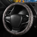 Funda para volante con anillo interior de silicona, no tóxica, sin olor, con patrón que no se decolora, universal de 14.5 a 15 pulgadas (estampado de leopardo gris)
