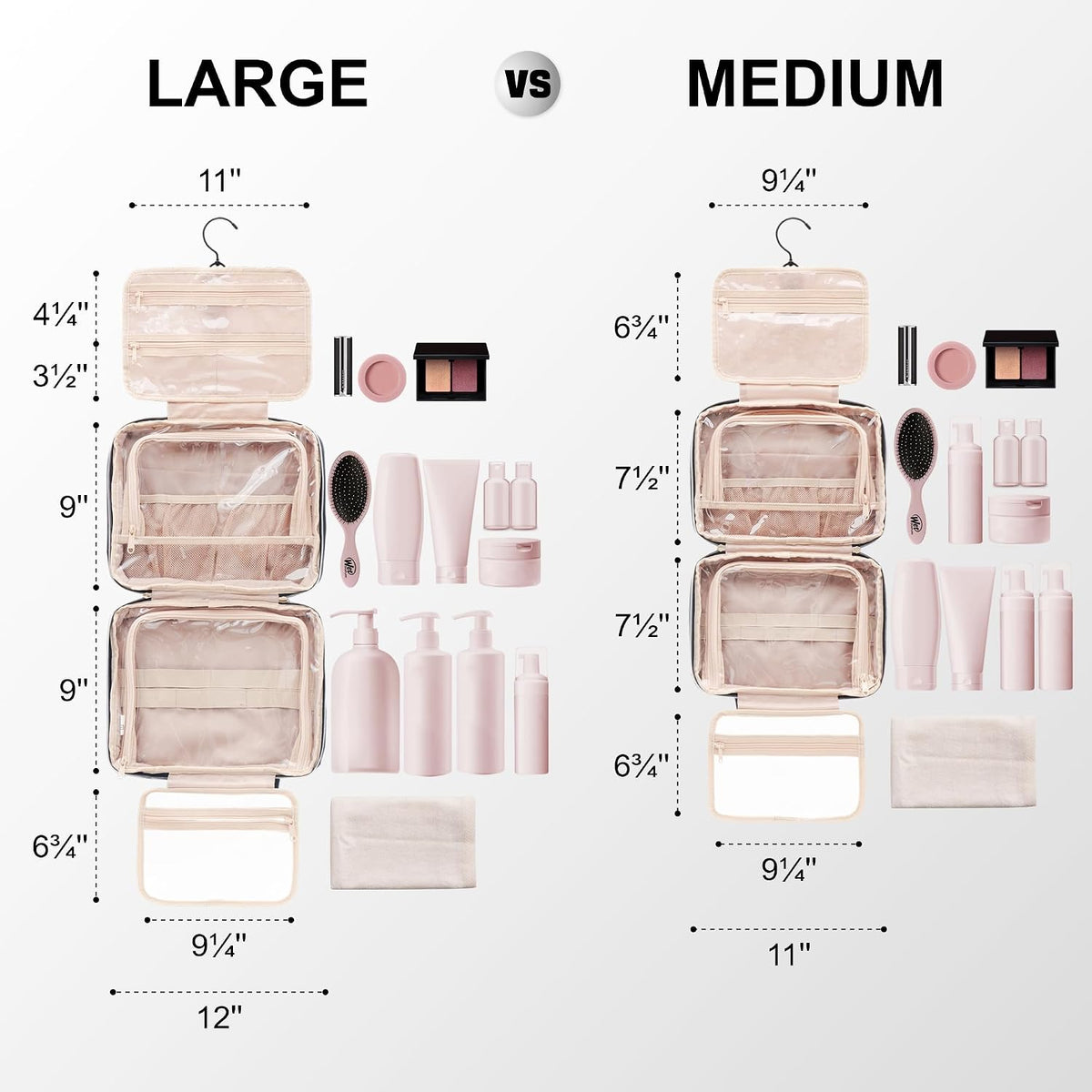 Everfun - Neceser colgante de viaje para mujer, compartimentos húmedos y