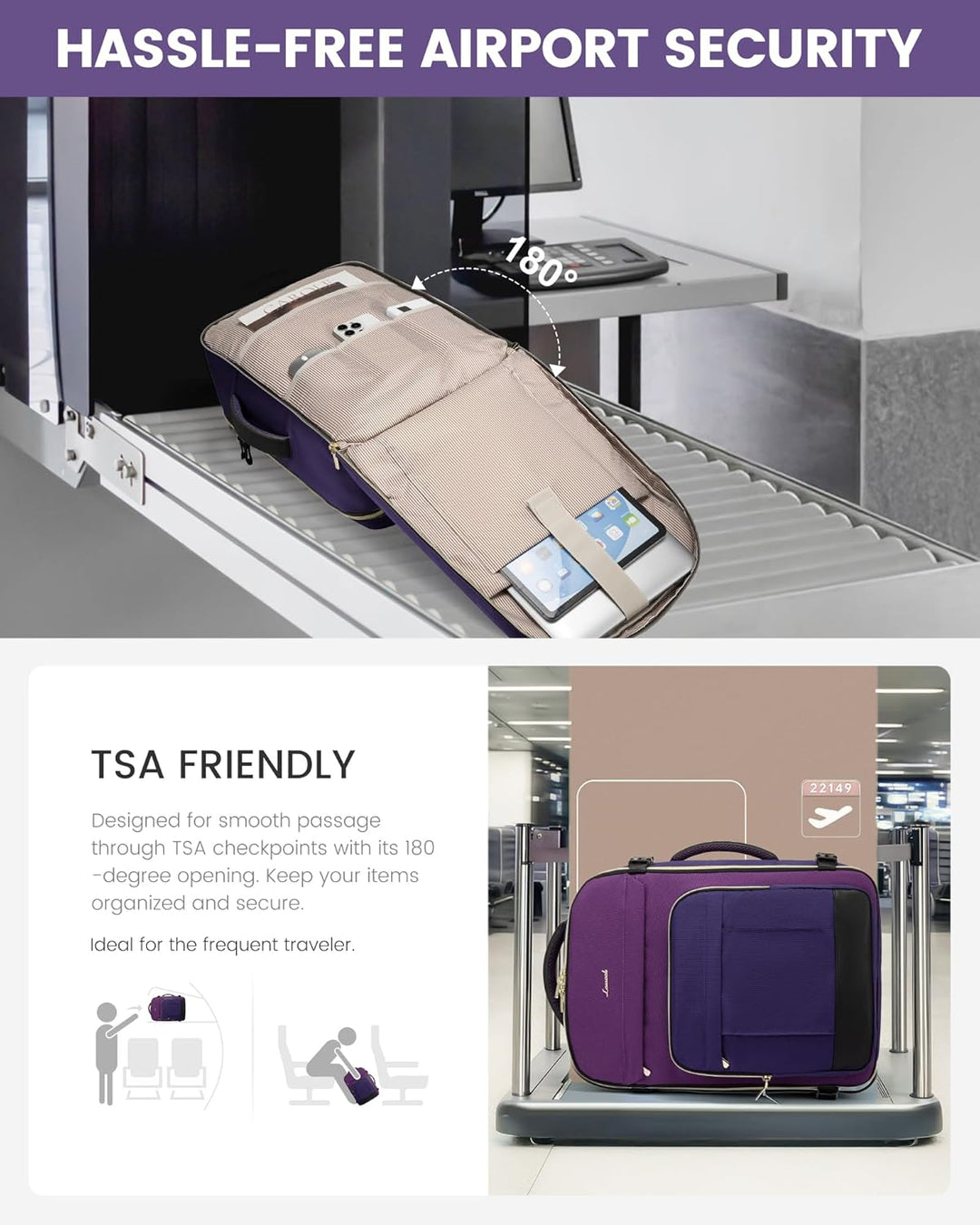 LOVEVOOK Mochila de viaje para mujeres y hombres, mochila de mano y...