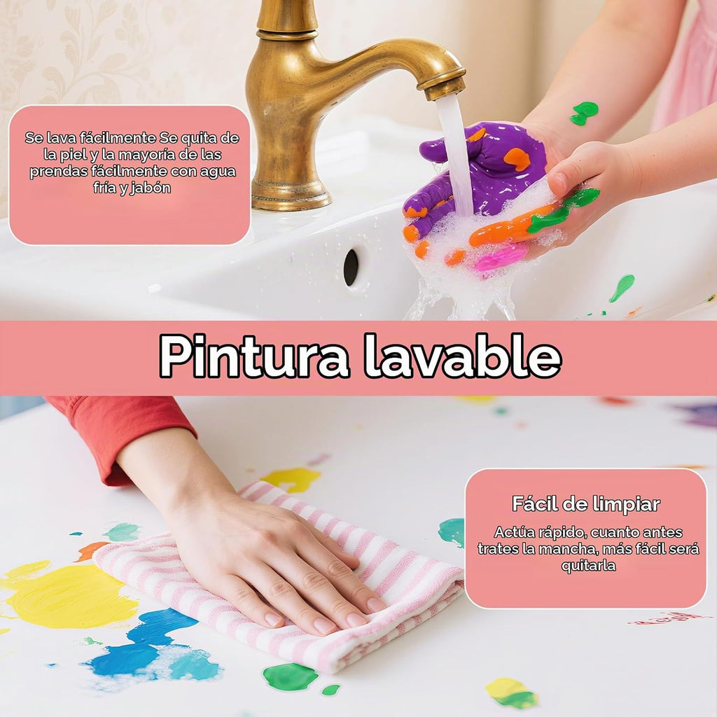 Juego de pintura lavable de 18 colores para niños