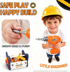 Juego de herramientas para niños con taladro de juguete y casco de seguridad, banco de trabajo para niños, kit de herramientas de construcción de juego de simulación, juguetes de