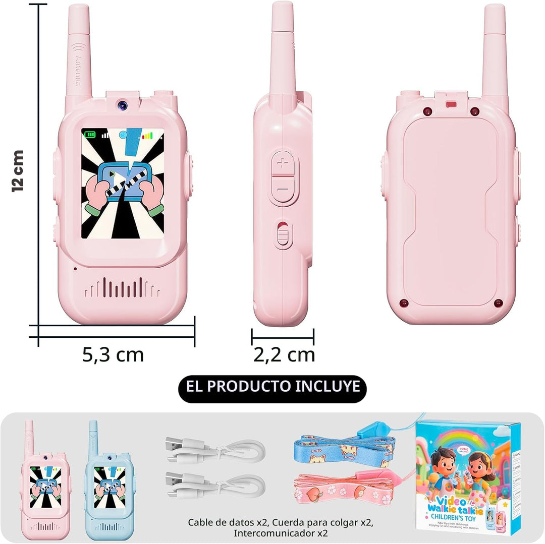 Walkie Talkie para niños con video: paquete de 2 juguetes recargabl...