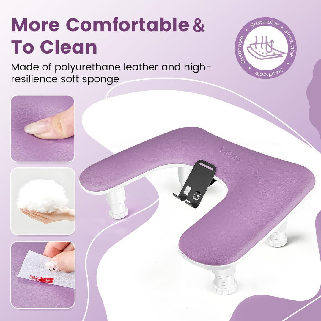 JODSONE Reposabrazos en forma de U púrpura para manicuristas con so...