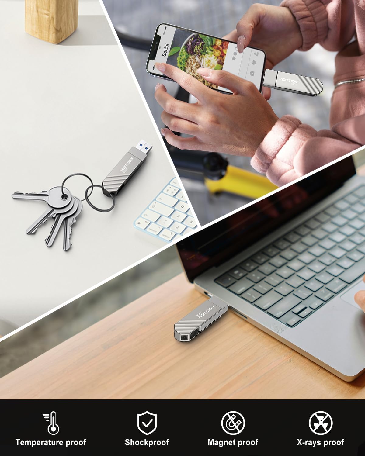 KOOTION Unidad flash USB 3.2 de 64 GB, velocidad de lectura de hast...