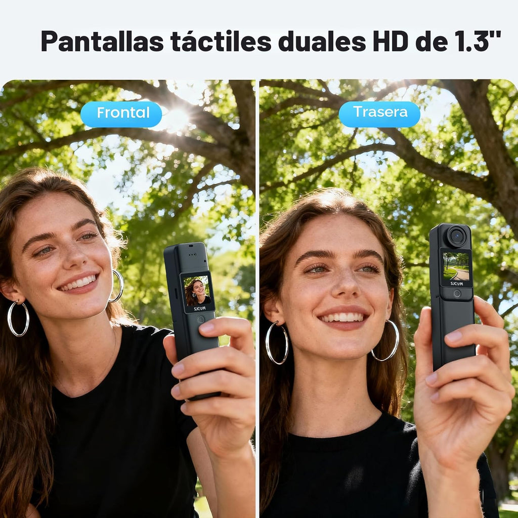 SJCAM C300 Cámara de bolsillo Vlog, cámara de acción pequeña 4K con pantallas táctiles duales, antivibración de 6 ejes, lente gran angular de 154°, cámara magnética portátil, impermeable para bajo el agua y deportes, accesorio incluido