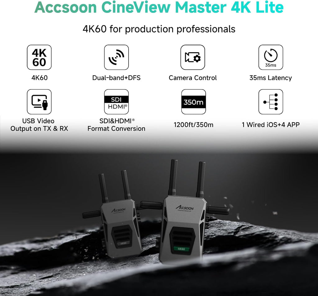Accsoon Receptor transmisor de vídeo inalámbrico 4K Lite HDMI/SDI para