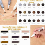Kit de reparación de muebles de madera, juego de 39, kit de reparación de arañazos para suelo, relleno de madera, kit de reparación de muebles, marcadores de madera para rasguños, manchas agujeros, retoque cualquier madera, madera dura, laminado, puerta