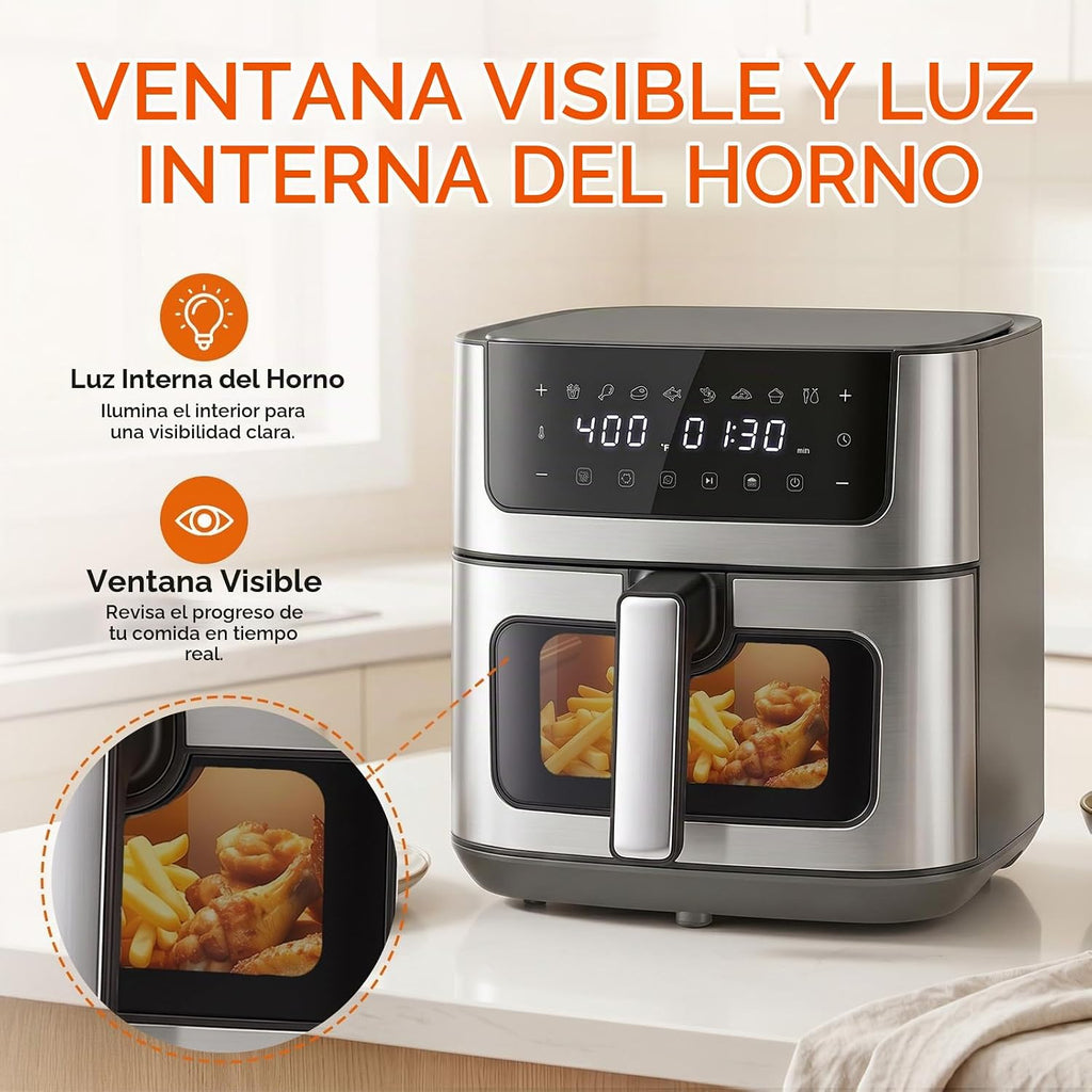 8-en-1 Air Fryer 6 Quarts, Airfryer con Presets y Window
