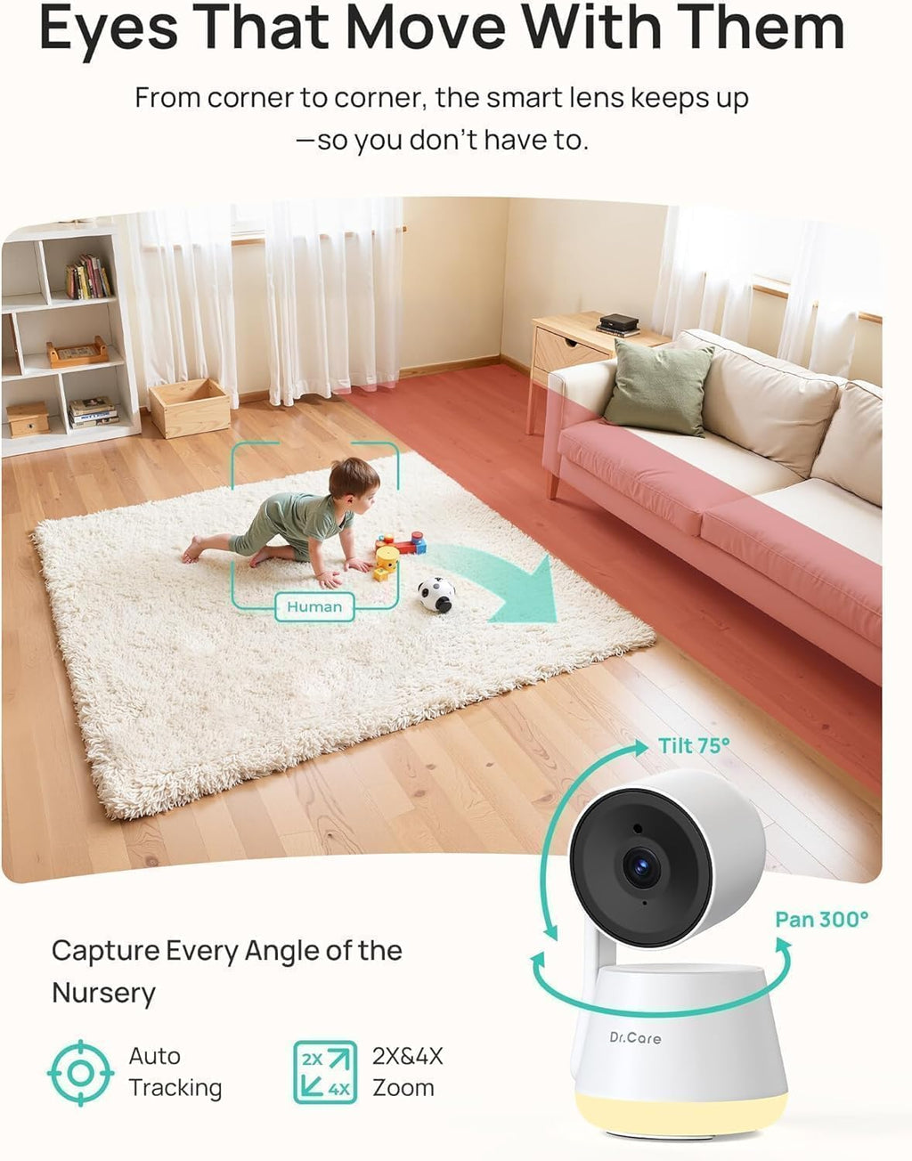 Dr.Care LumiView Plus Monitor de bebé WiFi inteligente de 5.5 pulgadas con