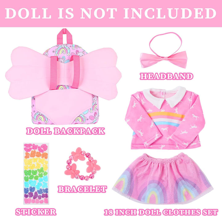 Ecore Fun Juego de mochila para muñecas de 18 pulgadas, 6 piezas de...