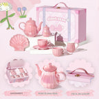 Juego de té de porcelana Giant bean, color rosa perla, set real para fiesta de té