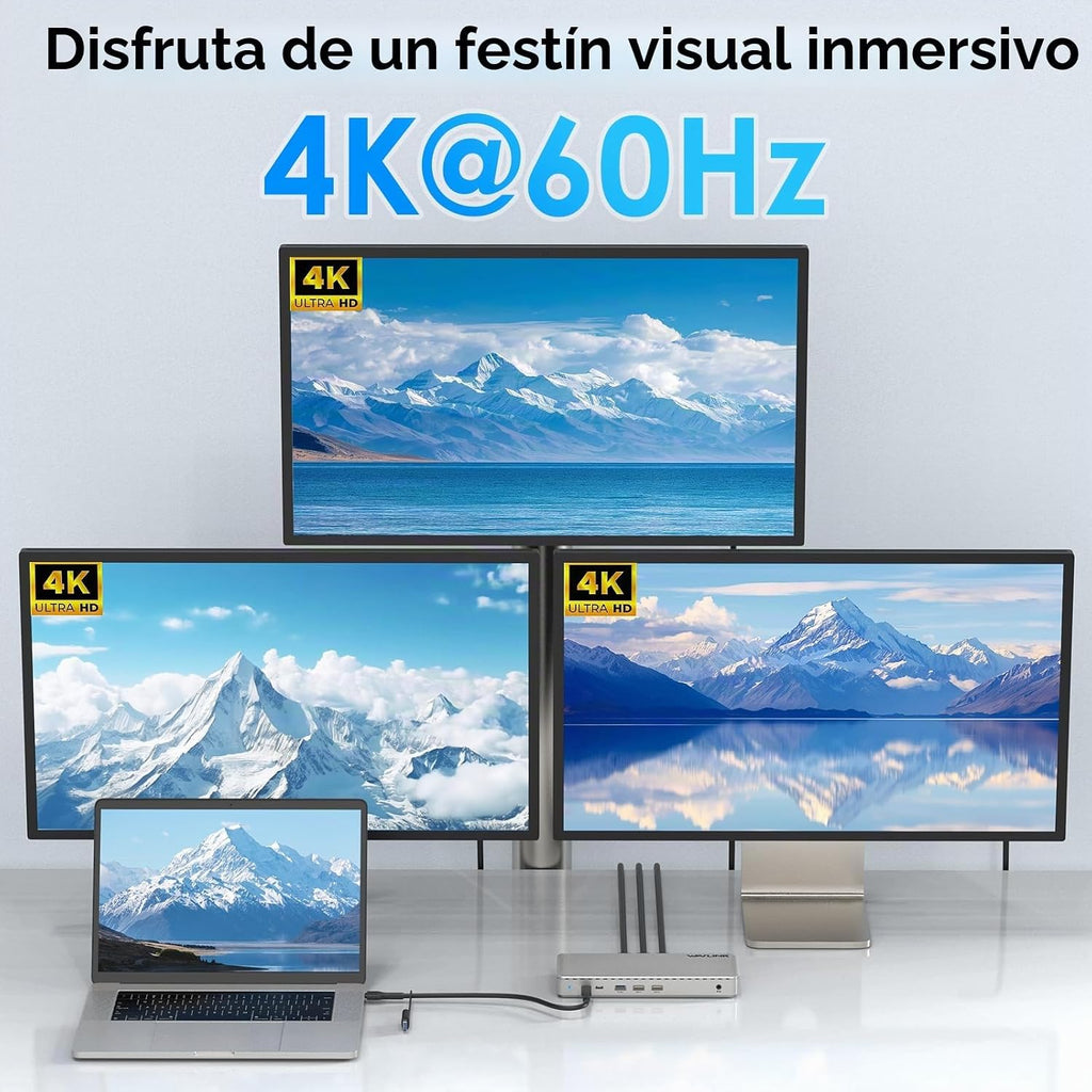 WAVLINK Estación de acoplamiento para portátil, base SM770, triple HDMI