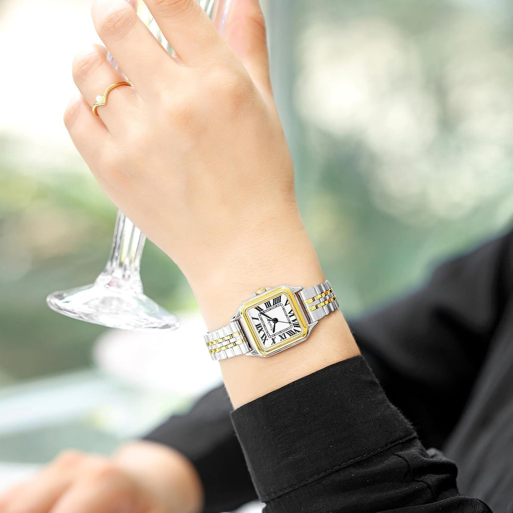 Relojes Szaikyri Clásicos Cuadrados para Mujer con Números Romanos, Reloj de Vestir Casual para Damas
