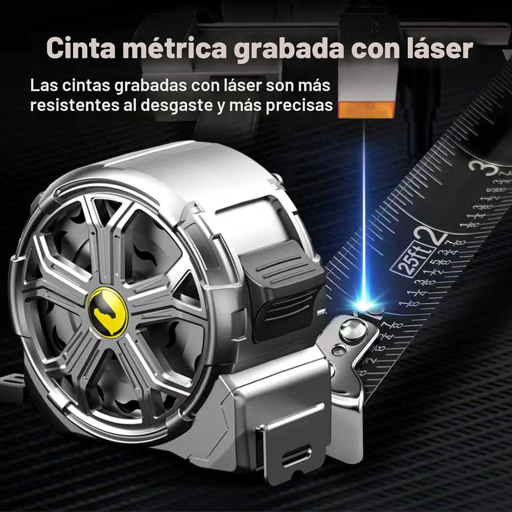 Cinta métrica retráctil de acero inoxidable de 25 pies, cinta métrica de acero impermeable y resistente al óxido con diseño hueco para renovación, construcción, carpintería (25 pies)