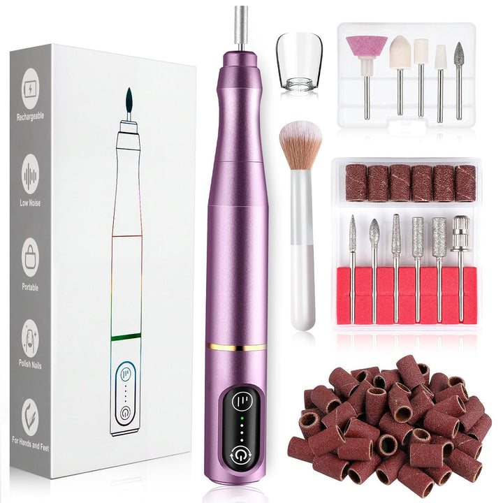 TUOBEO Kit de lima de uñas eléctrico inalámbrico para uñas, juego d...