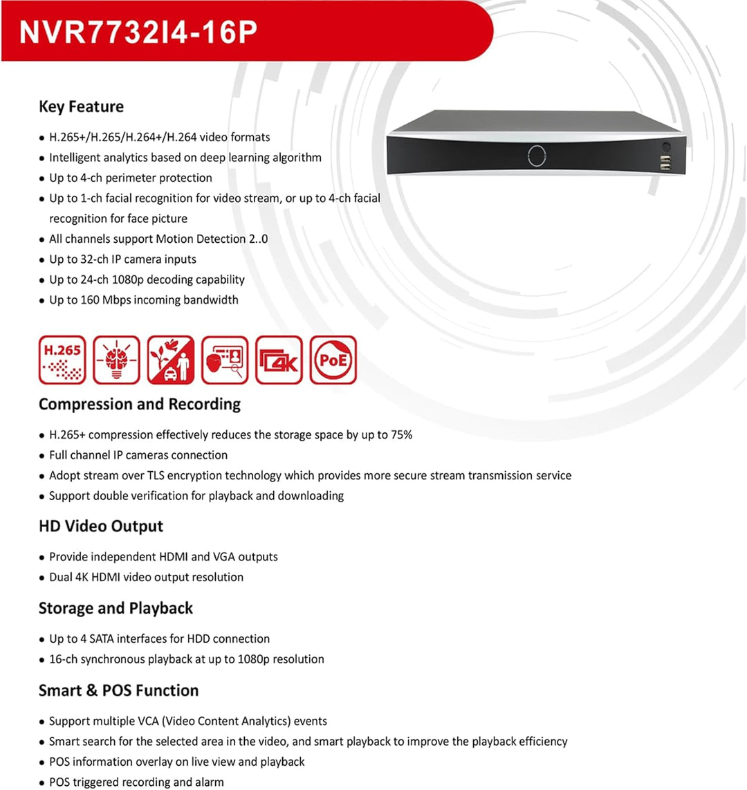 Anpviz NVR PoE de 32 canales 4K 12MP con 16 puertos PoE y 2 HDMI -...