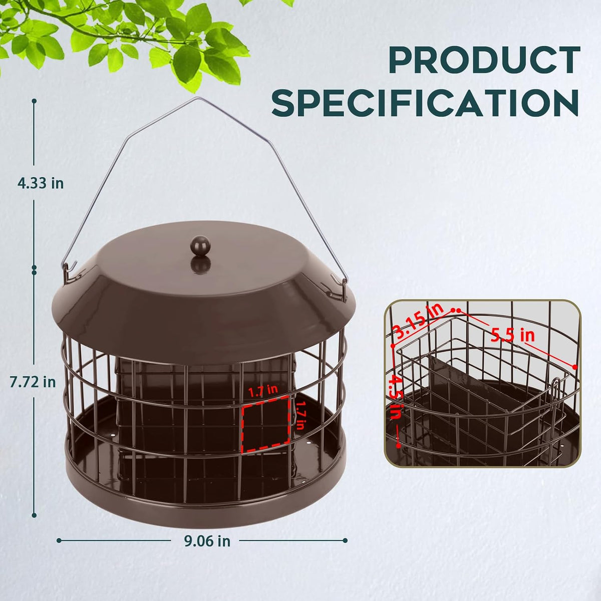 Comederos para pájaros de sebo a prueba de ardillas para colgar al