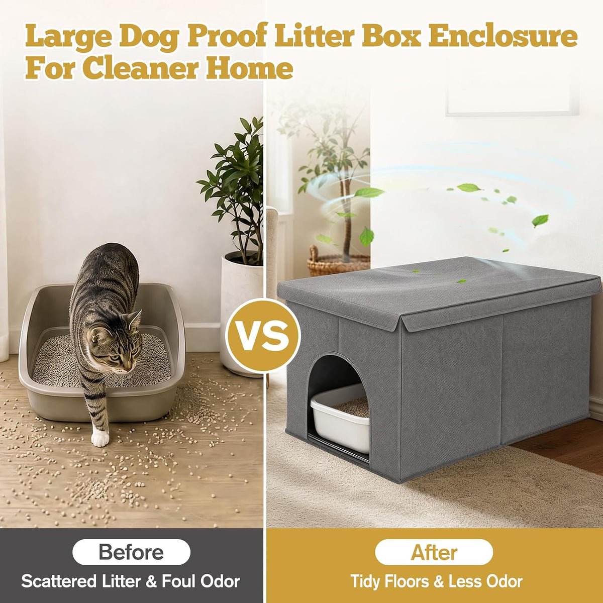 Caja de arena para gatos, caja de arena oculta impermeable y a prueba de