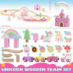 Juego de tren de madera para niños pequeños, regalos de cumpleaños de
