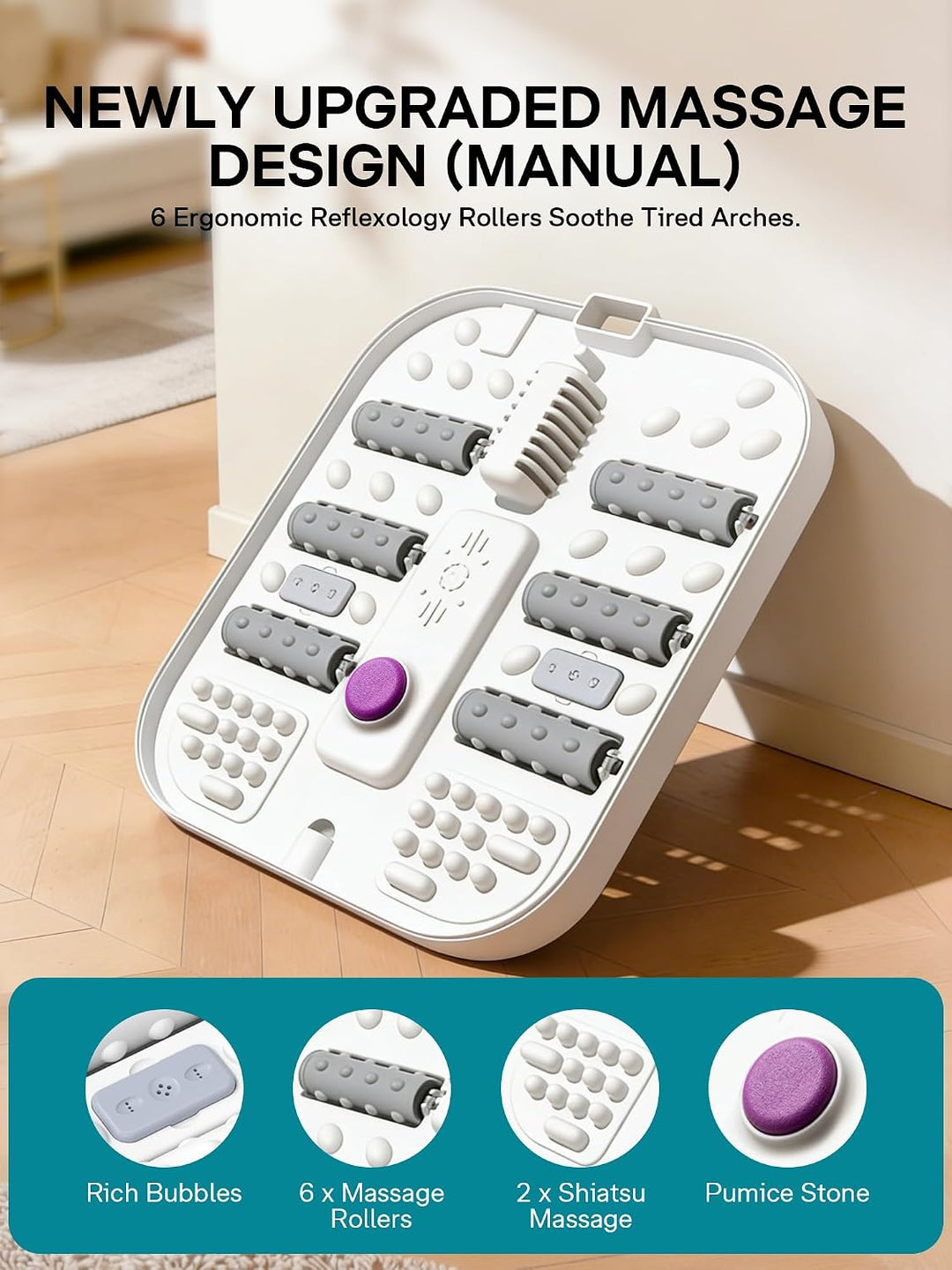 ALLJOY Spa de pies plegable con calor, baño de pies de pedicura con...