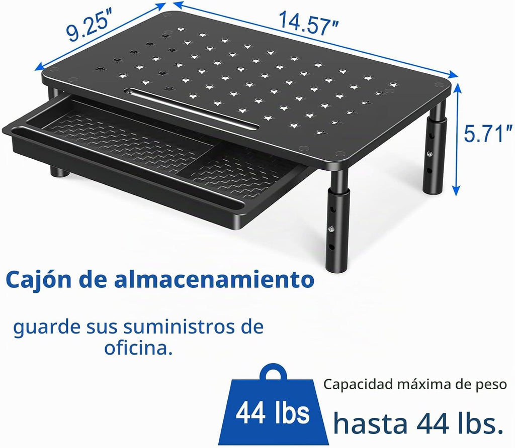 Zimilar Paquete de 2 soportes elevadores para monitor con cajón, 3 alturas