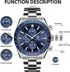 BENYAR Relojes de pulsera para hombre, cronógrafo analógico, de cuarzo, impermeables, para negocios, trabajo, casual, deportivo, con calendario