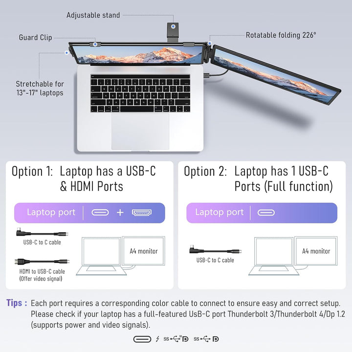 Macsecor Extensor de pantalla para laptop, monitor portátil dual ul...